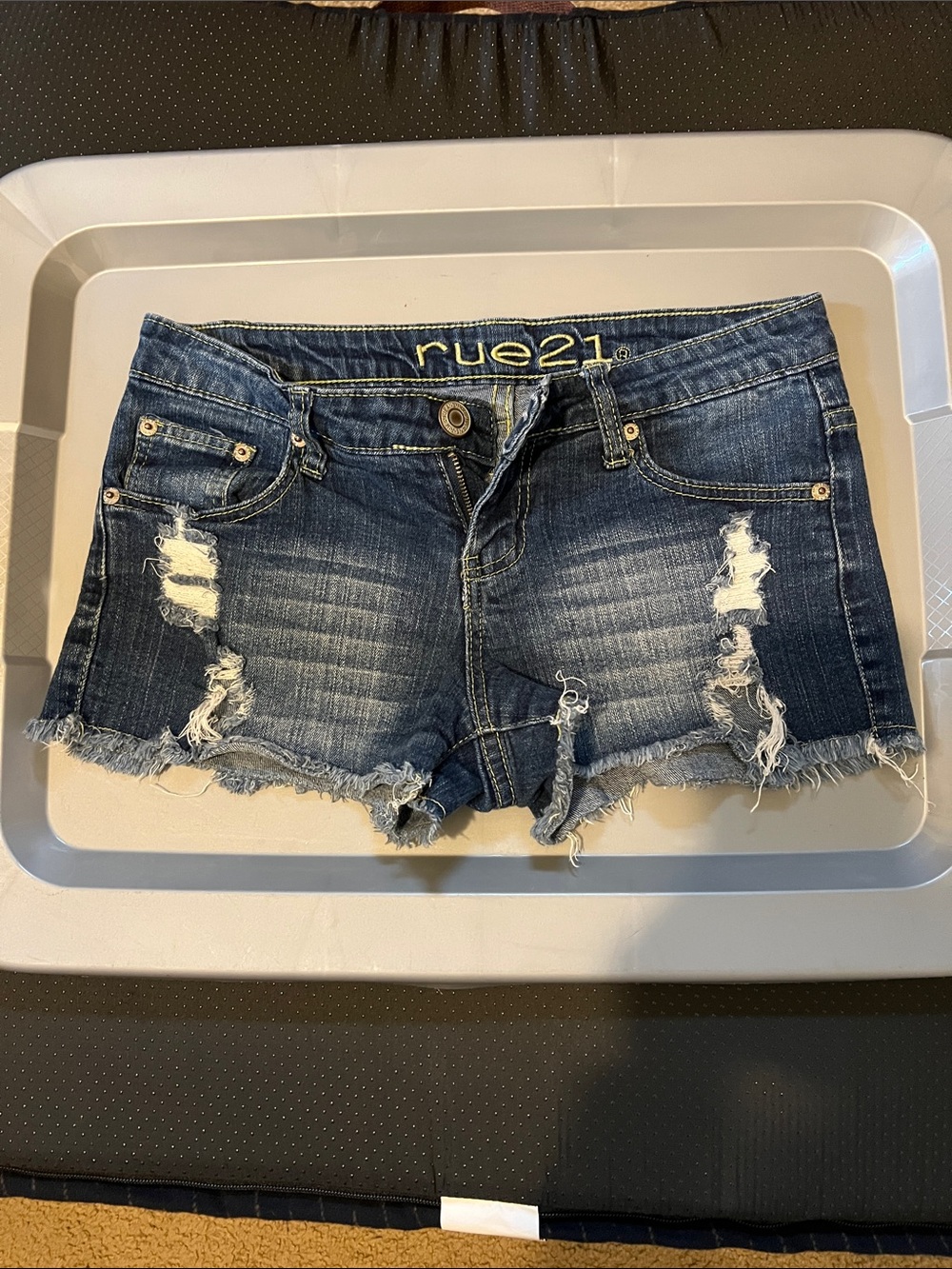 Rue21 Dark Blue Distressed Denim Cutoff Shorts